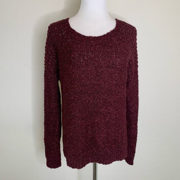 Burgundy Textured Scoop Neck Sweater Medium - Picture 1 of 7